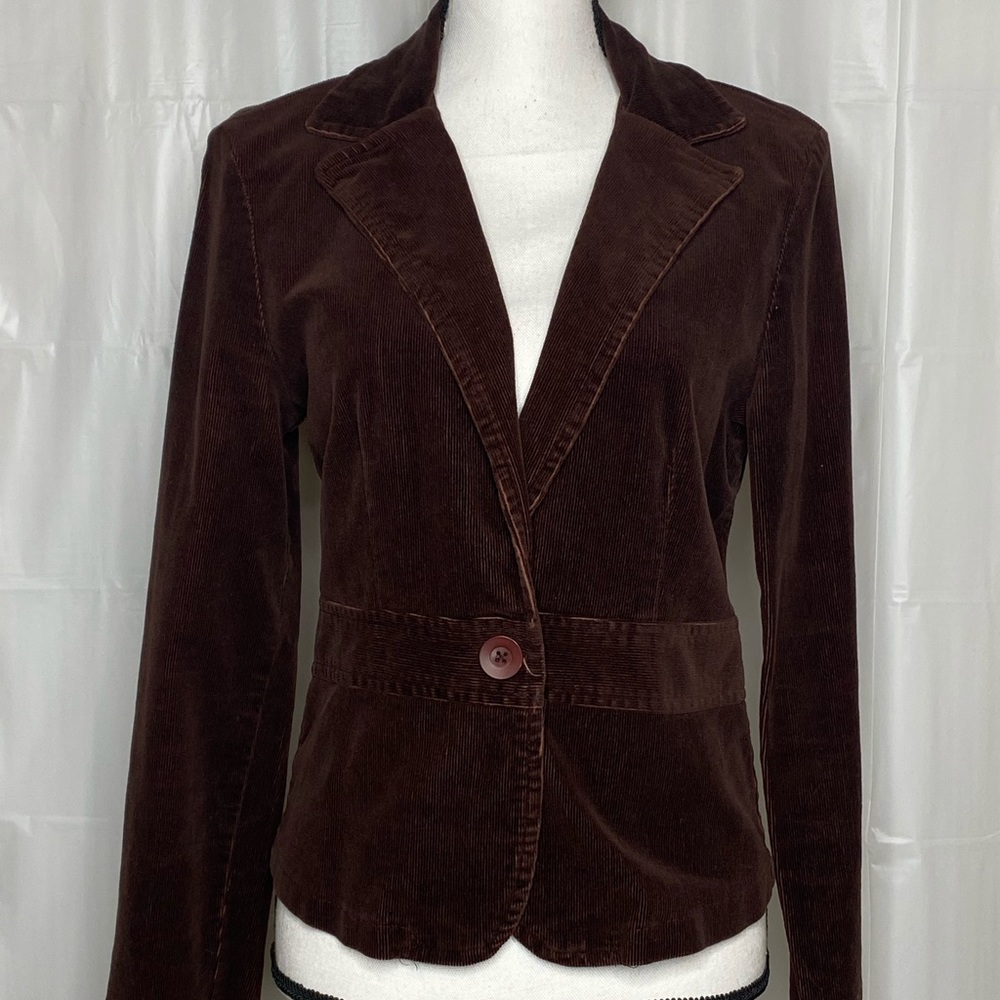 Women's Charlotte Russe Corduroy Jacket Brown Long Sleeve Made in USA Sz Medium